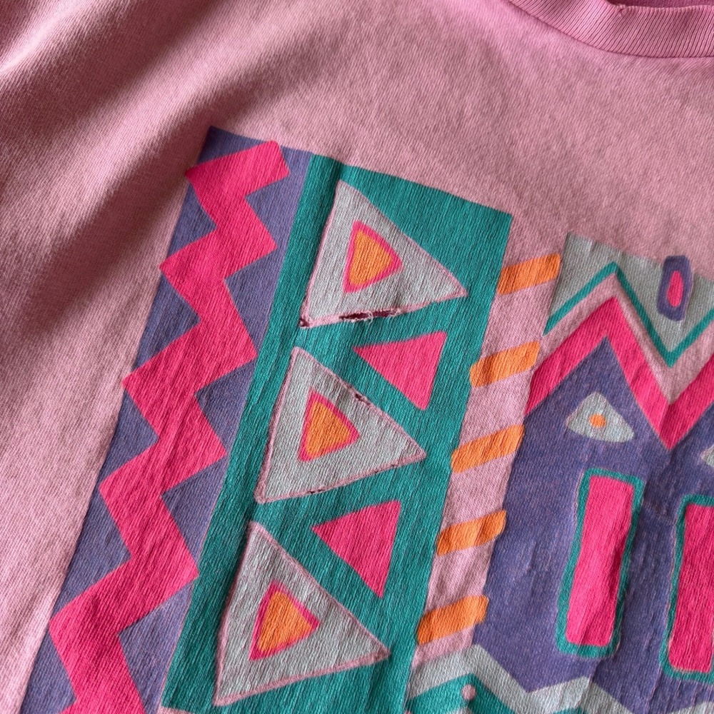 80's Fresh Produce Beach Pink Abstract T-Shirt XL 80s 90s Retro Distressed - Picture 9 of 9
